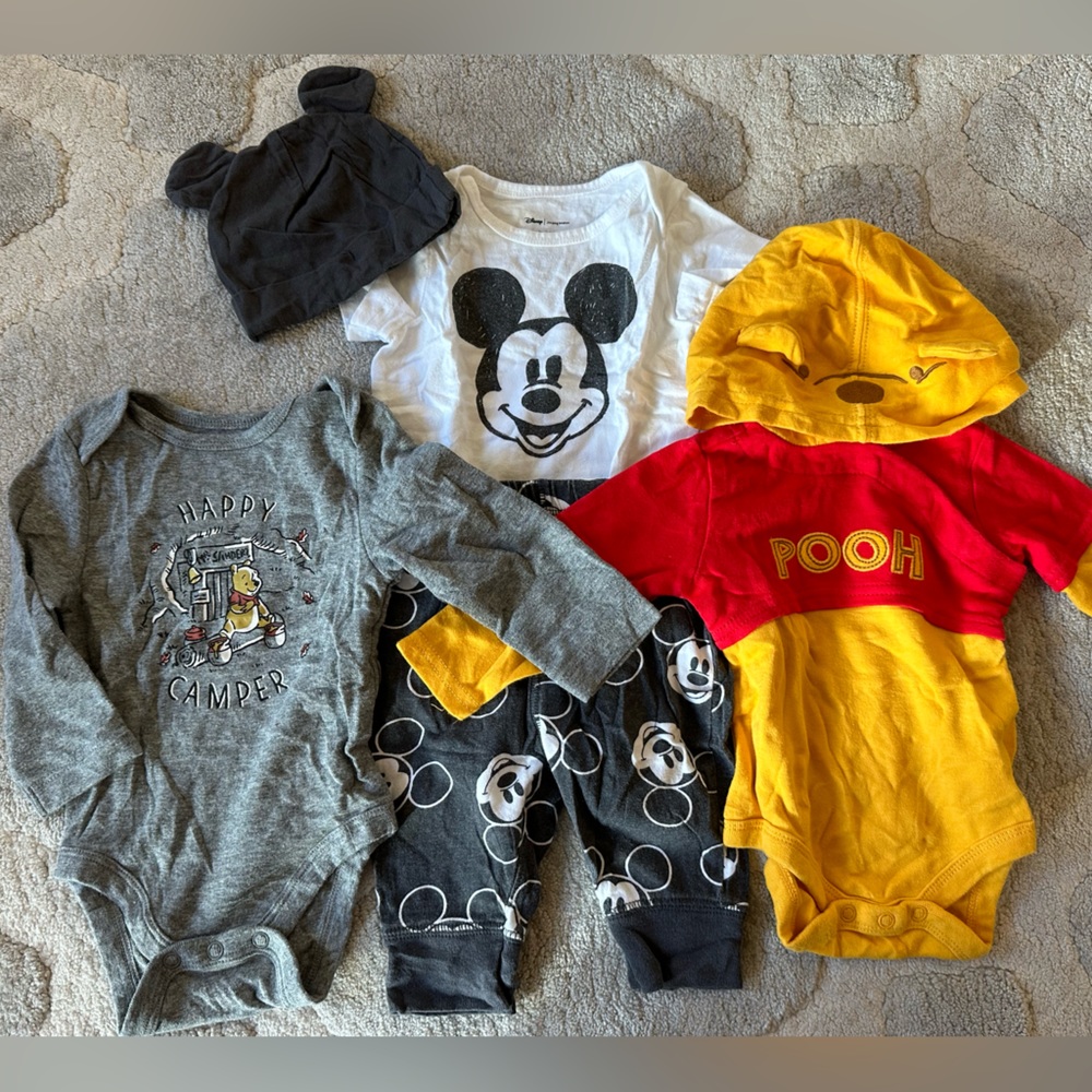 Disney/Jumping Beans - Disney Mickey and Winnie the Pooh Lot - Size 3-6m and 6m
